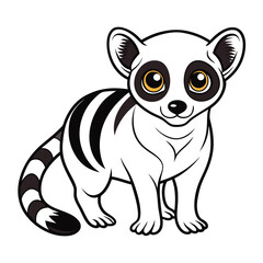 Cute cartoon lemur vector illustration isolated on white background