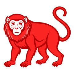 Stylized red monkey illustration isolated on a white background