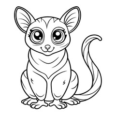 Cute cartoon tarsier illustration in black and white style