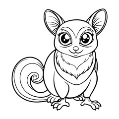 Adorable cartoon sugar glider posing with large, cute eyes