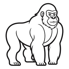 Illustration of a cartoon gorilla in black and white lines