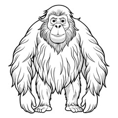 Stylized orangutan illustration with defined lines on white background