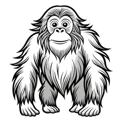 Cartoon Orangutan Illustration: Friendly Face, detailed Fur Texture