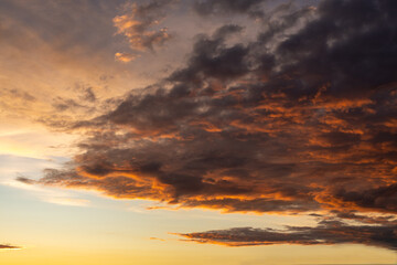 sky with dramatic clouds lit by the setting sun (focal length 90mm)