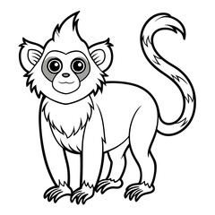 Cute cartoon monkey character standing on white background