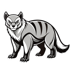 Stylized hyena illustration with stripes on white background