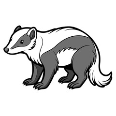 Cartoon badger illustration in grayscale with bold outlines