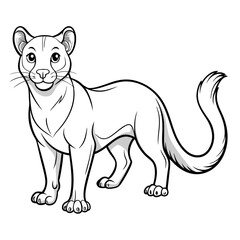 Cartoon Puma or Cougar Illustration in Black and White