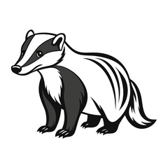 Black and white badger illustration on a white background