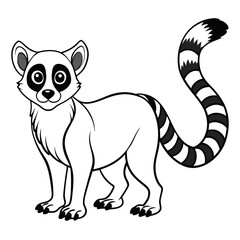 Cartoon ring-tailed lemur vector illustration in simple style