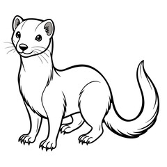 Illustration of a cute white ermine standing and smiling