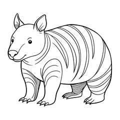 Simple Line Art Thylacine Illustration for Coloring Page