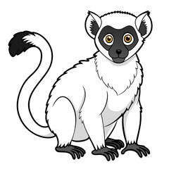 Cute cartoon Sifaka lemur illustration in vector format