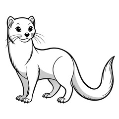 Cartoon Weasel with Winter Coat Illustration - Stock Image