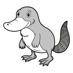 Cartoon platypus stands isolated on white background illustration