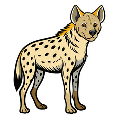 Cartoon hyena illustration standing isolated on a white background