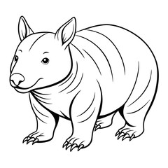 Wombat outline illustration standing on a white background