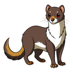 Cartoon weasel standing isolated on white background, vector graphic