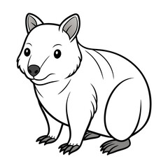 Cartoon Quokka Illustration Featuring Simple Colors and Outlines