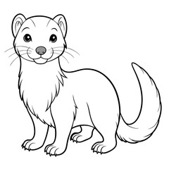 Cartoon stoat outline in black and white color scheme