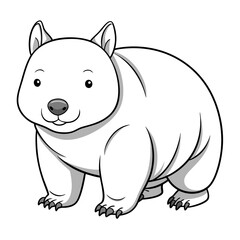Cartoon wombat illustration with simple lines on white backdrop