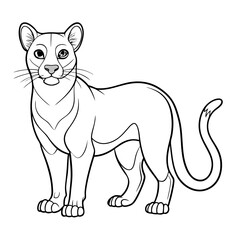 Simple line art illustration of a standing wild cat