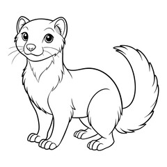 Cartoon illustration of an Ermine in black and white