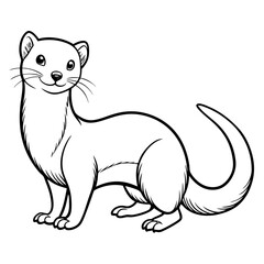 Cartoon Ermine Illustration Featuring Bold Outlines and Cute Design