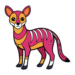 Colorful Cartoon Thylacine Standing with Quirky and Expressive Design