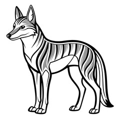 Elegant jackal with striped pattern in monochrome tones illustration