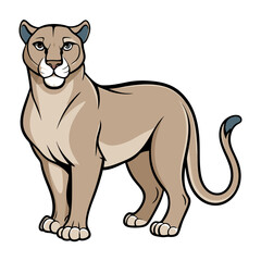Cartoon cougar illustration standing isolated on a white background