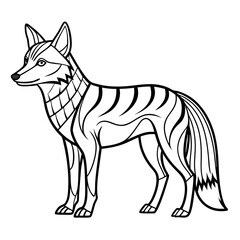 Elegant jackal illustration, detailed line work in monochrome design