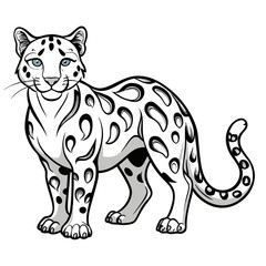 Stylized Snow Leopard illustration with bold black and white lines