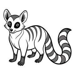 Cute Cartoon Lemur Character Isolated on White Background