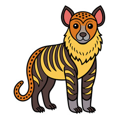Cartoon Hyena with Stripes and Spots on White Background