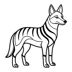 Detailed Black and White Striped Hyena Illustration Isolated