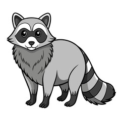 Cute raccoon cartoon illustration standing isolated on white background