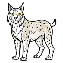 Cartoon lynx illustration with bold outlines and flat shading