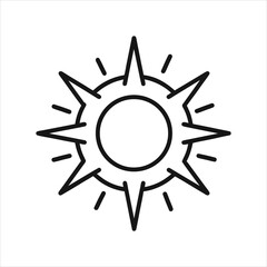 Sun Icon Line Art Silhouette Vector Illustration