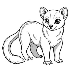 Cartoon Illustration of an Ermine Standing on White Background