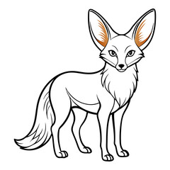 Fennec Fox Line Art Illustration with Large Ears