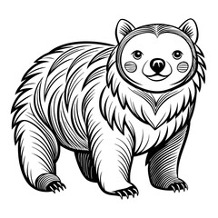 Stylized illustration of a standing bear with detailed linework