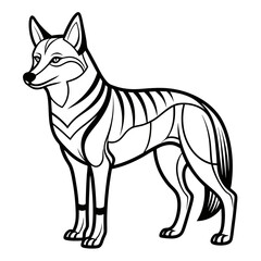 Stylized Thylacine Illustration with Distinctive Black Stripe Pattern