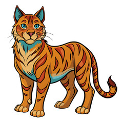 Cartoon tiger illustration in standing pose on white background
