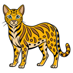 Cartoon Bengal cat with black and brown spots vector