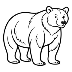 Standing bear illustration in simple black and white graphic style