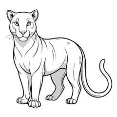 Elegant Cougar Standing Tall with Detailed Line Work
