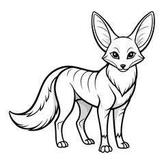 Stylized Line Art Drawing of a Fennec Fox Posing