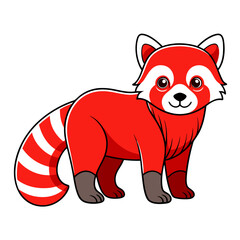 Cartoon red panda character standing on white background illustration