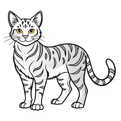 Illustration of a tabby cat with stripes standing still